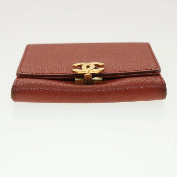 CHANEL Coin Purse Grained Calf Skin Red CC Auth - Picture 6 of 15
